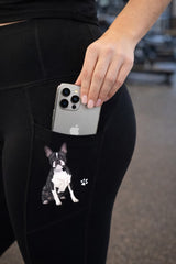 BOSTON TERRIER Dog Ladies High Rise Leggings With Pockets URBAN ATHLETICS Brand By E&S Pets