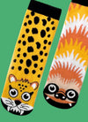 SLOTH & CHEETAH Toddler Unisex Mismatched Gripper Bottom Socks PALS SOCKS Brand - Novelty Socks And Slippers