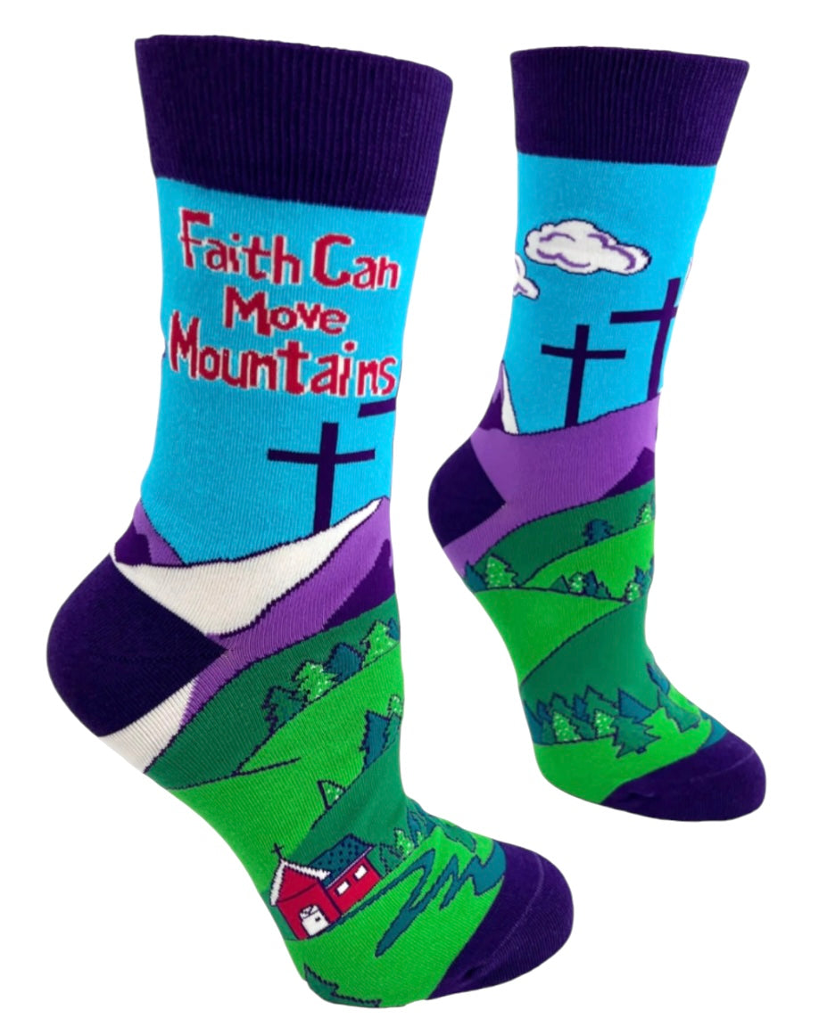 FABDAZ Brand Ladies RELIGIOUS Socks FAITH CAN MOVE MOUNTAINS - Novelty Socks And Slippers