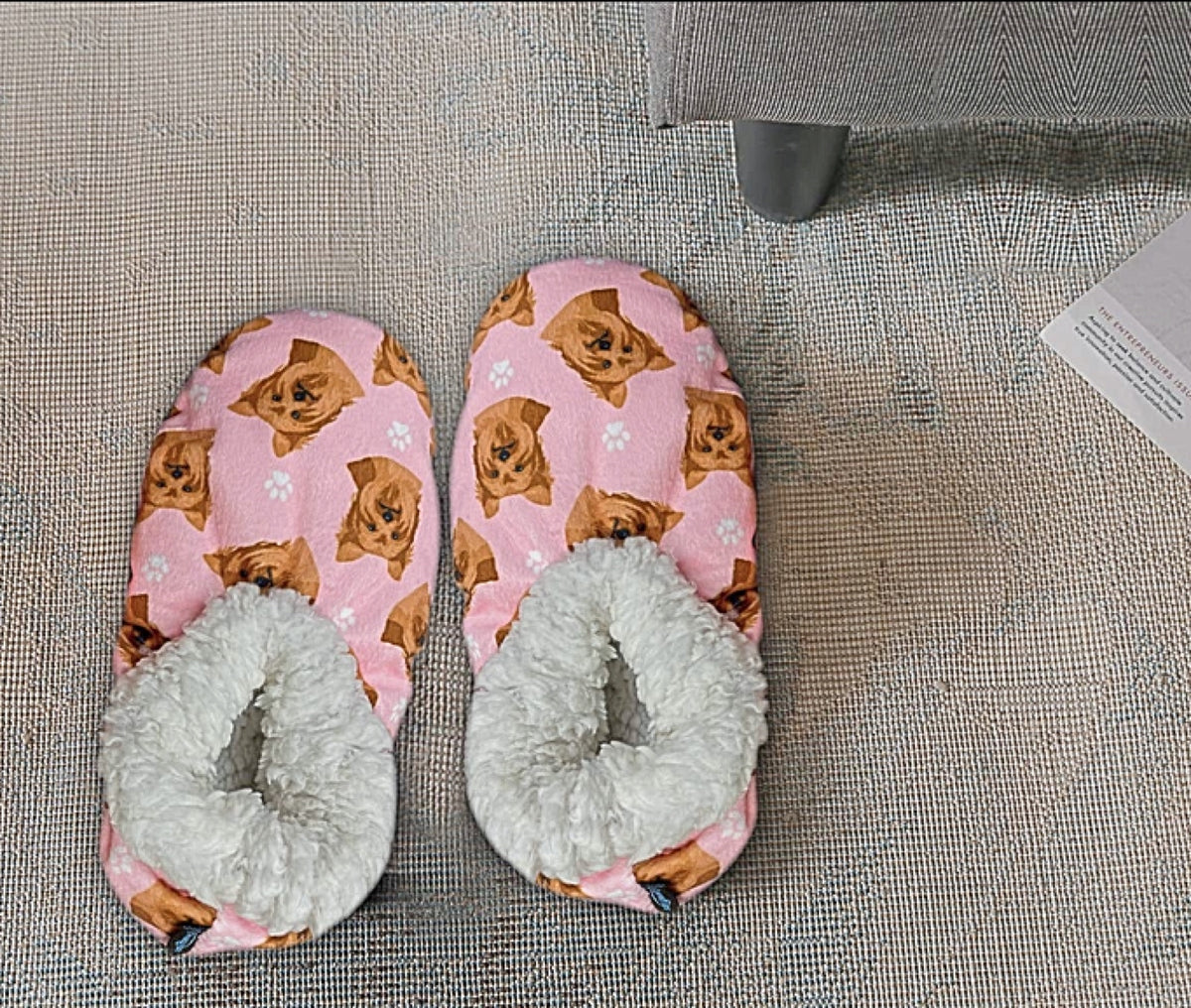COMFIES BRAND Ladies YORKIE Dog Non-Skid Slippers - Novelty Socks for Less
