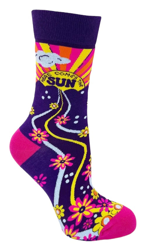 FABDAZ Brand Ladies FLORAL Socks ‘HERE COMES THE SUN’ - Novelty Socks And Slippers