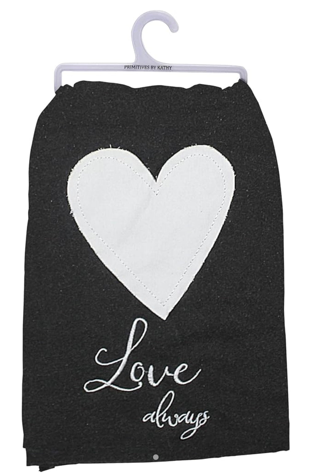 Primitives By Kathy ‘LOVE ALWAYS’ Kitchen Tea Towel With HEART - Novelty Socks And Slippers