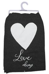 Primitives By Kathy ‘LOVE ALWAYS’ Kitchen Tea Towel With HEART - Novelty Socks And Slippers