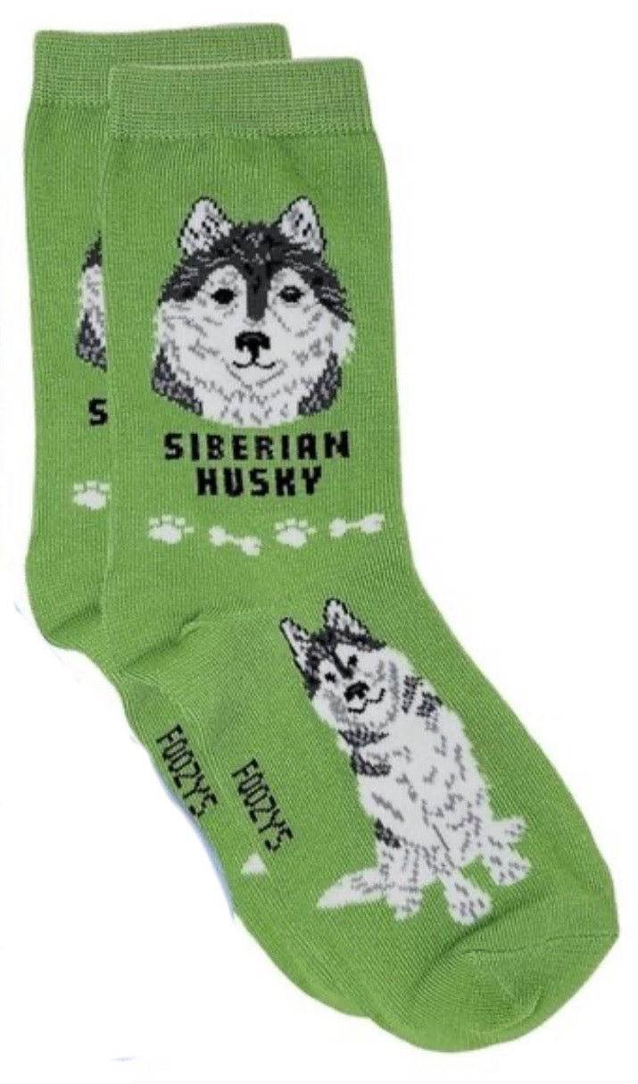 FOOZYS Brand Ladies SIBERIAN HUSKY Dog Socks - Novelty Socks And Slippers