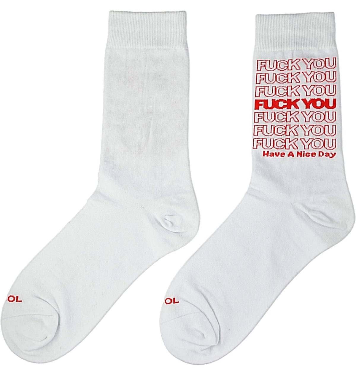 COOL SOCKS BRAND Men's FUCK YOU HAVE A NICE DAY TAKE OUT BAG Socks - Novelty Socks for Less