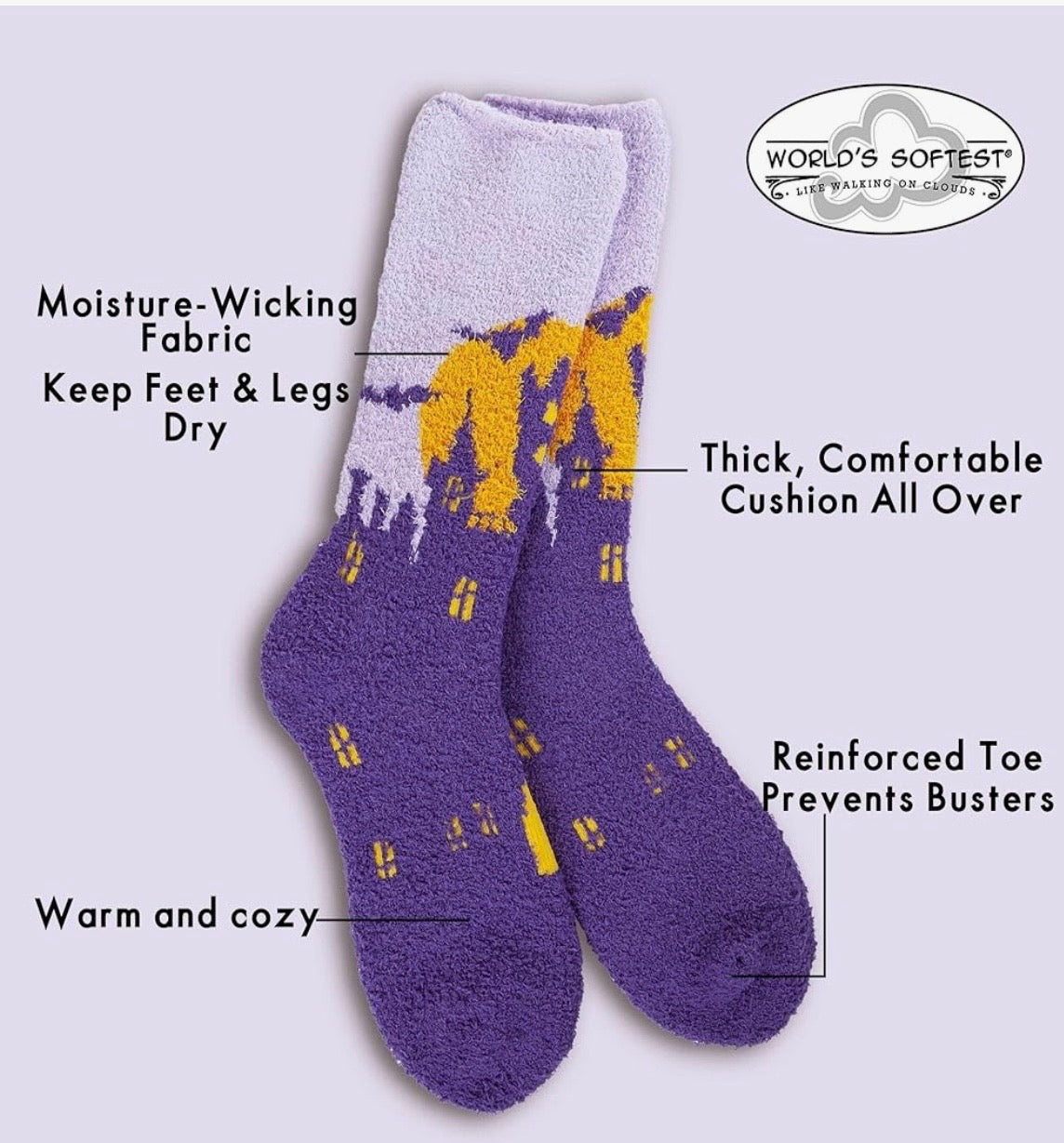 HAUNTED HOTEL Ladies Soft Cozy Halloween Socks WORLD’S SOFTEST SOCKS Brand - Novelty Socks And Slippers