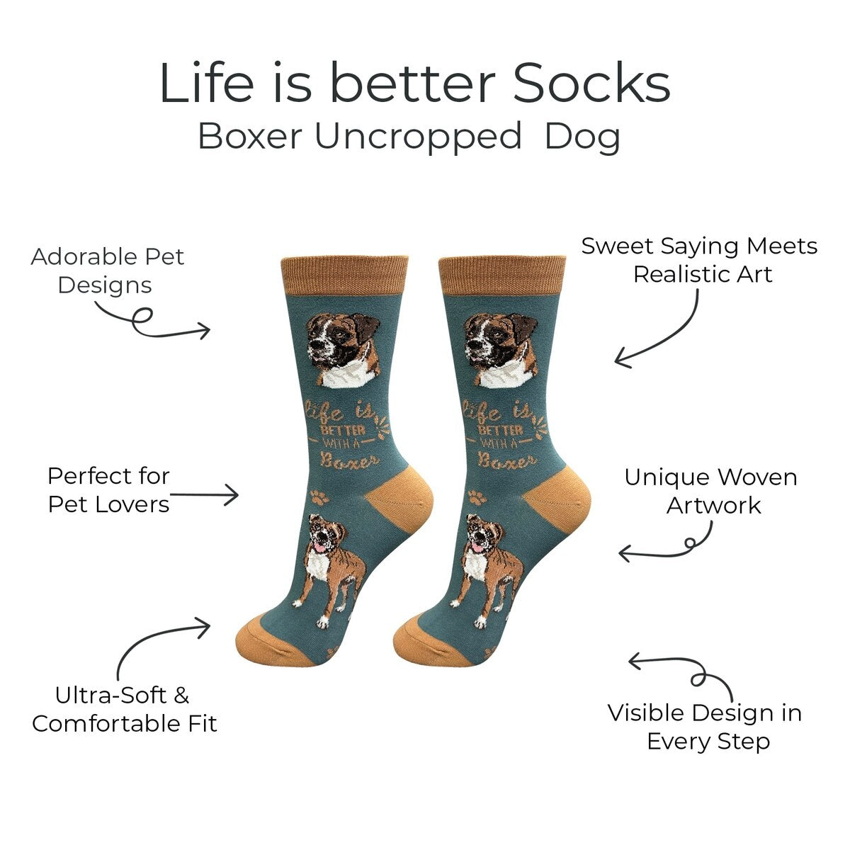 BOXER Dog Adult Unisex Socks By E&S Pets Choose Style