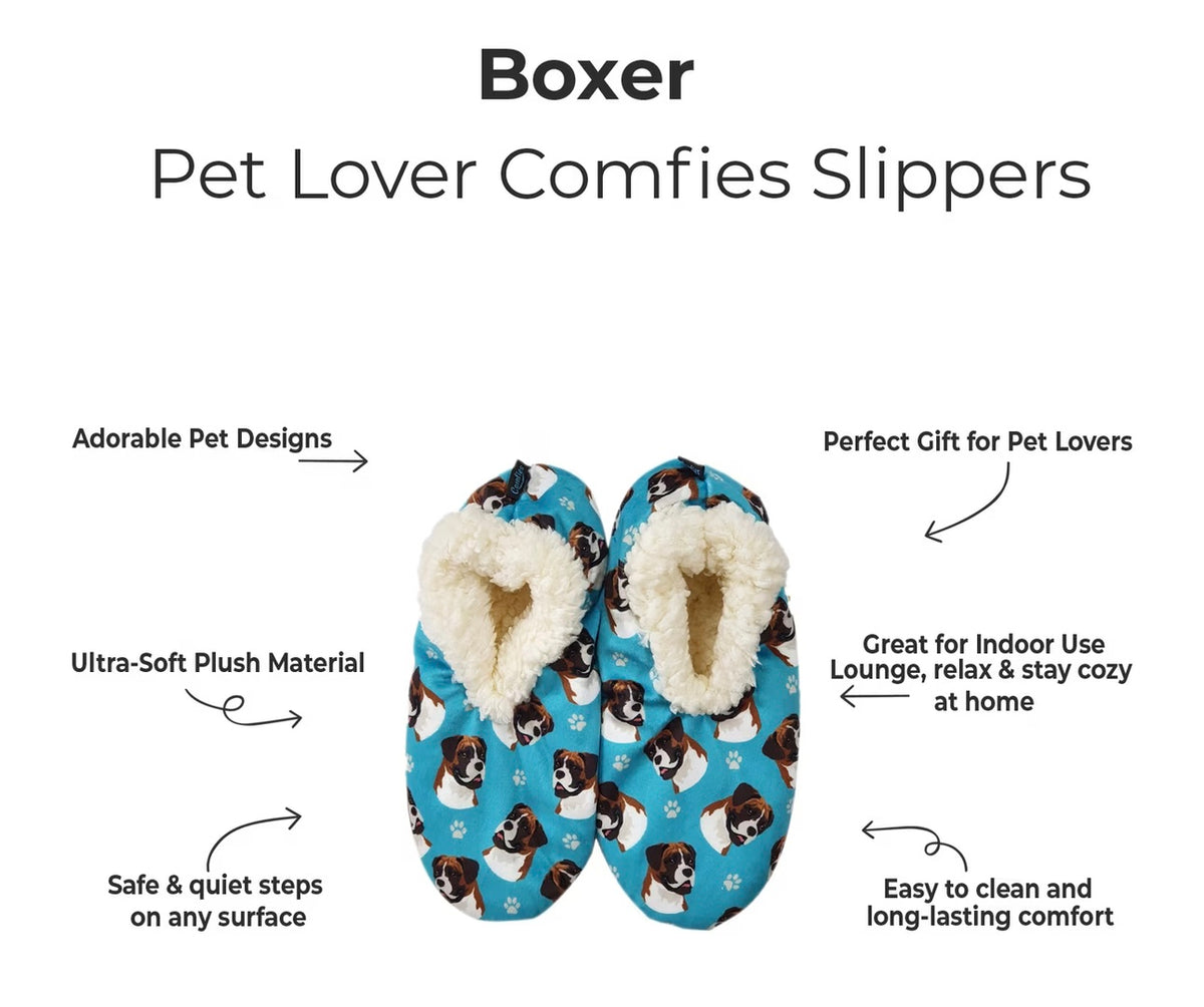 BOXER Dog Ladies Non-Slip Slippers COMFIES BRAND By E&S Pets - Novelty Socks And Slippers