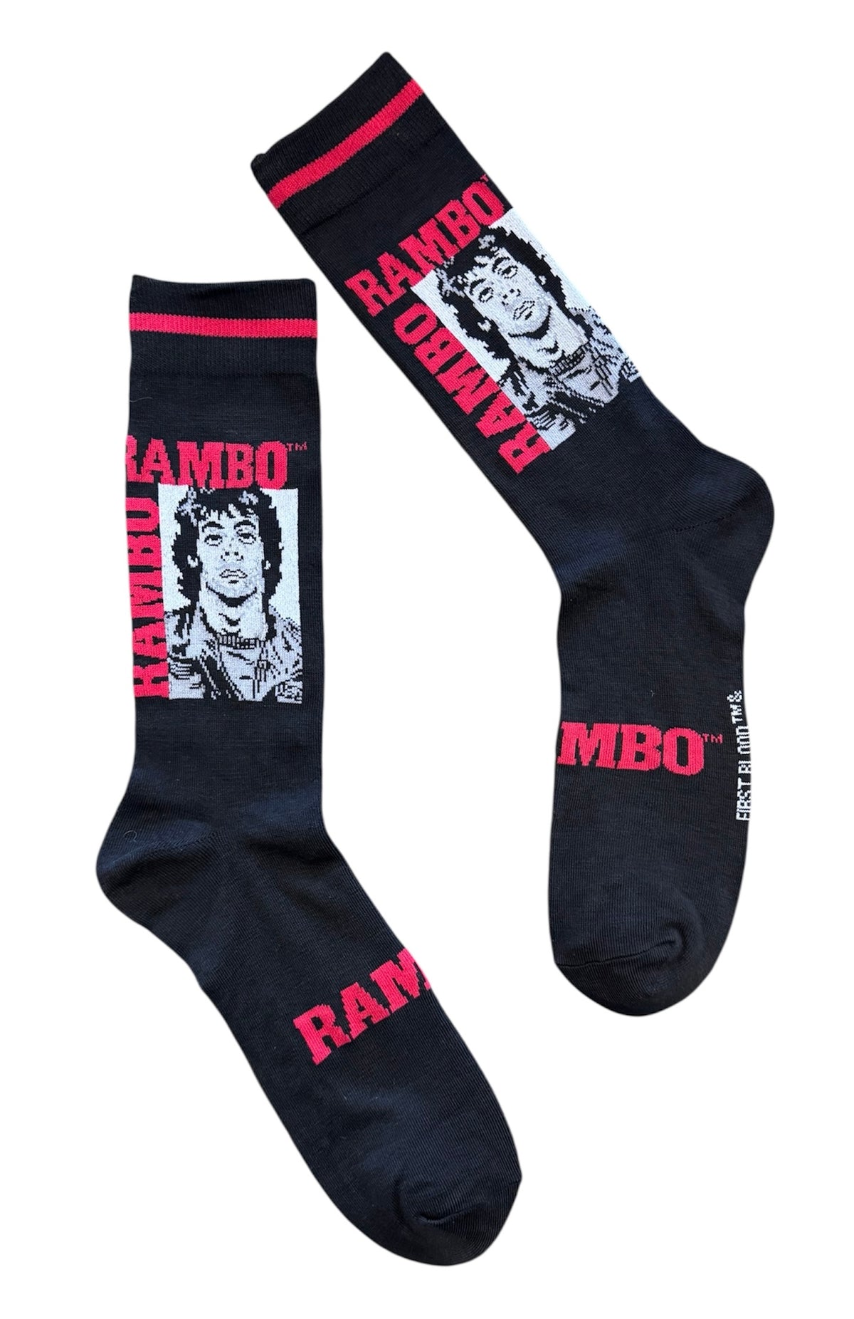 RAMBO The Movie Men’s Socks (Choose Style) ‘NO MAN NO LAW NO WAR CAN STOP HIM’ - Novelty Socks And Slippers