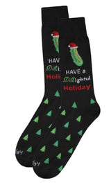 HAVE A DILL-IGHTFUL HOLIDAY Men’s Christmas Pickle Socks MeMoi Brand - Novelty Socks And Slippers