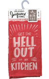 PRIMITIVES BY KATHY ‘GET THE HELL OUT OF MY KITCHEN’ Kitchen Tea Towel - Novelty Socks And Slippers