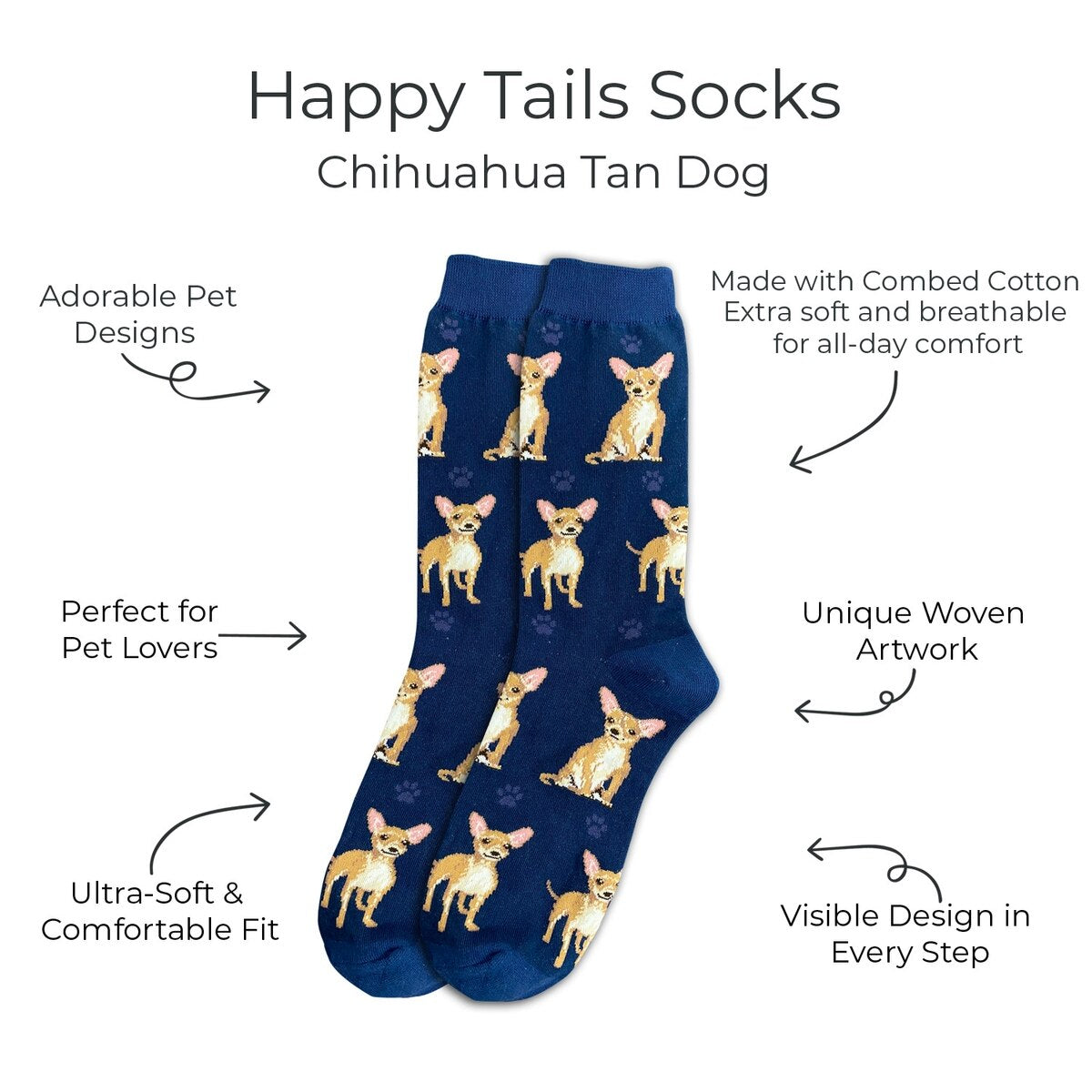 TAN CHIHUAHUA Dog Adult Unisex Socks By E&S Pets Choose Style