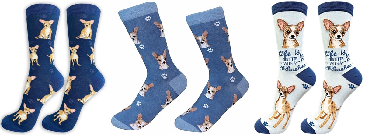 TAN CHIHUAHUA Dog Unisex Socks By E&S Pets CHOOSE SOCK DADDY, HAPPY TAILS, LIFE IS BETTER - Novelty Socks for Less