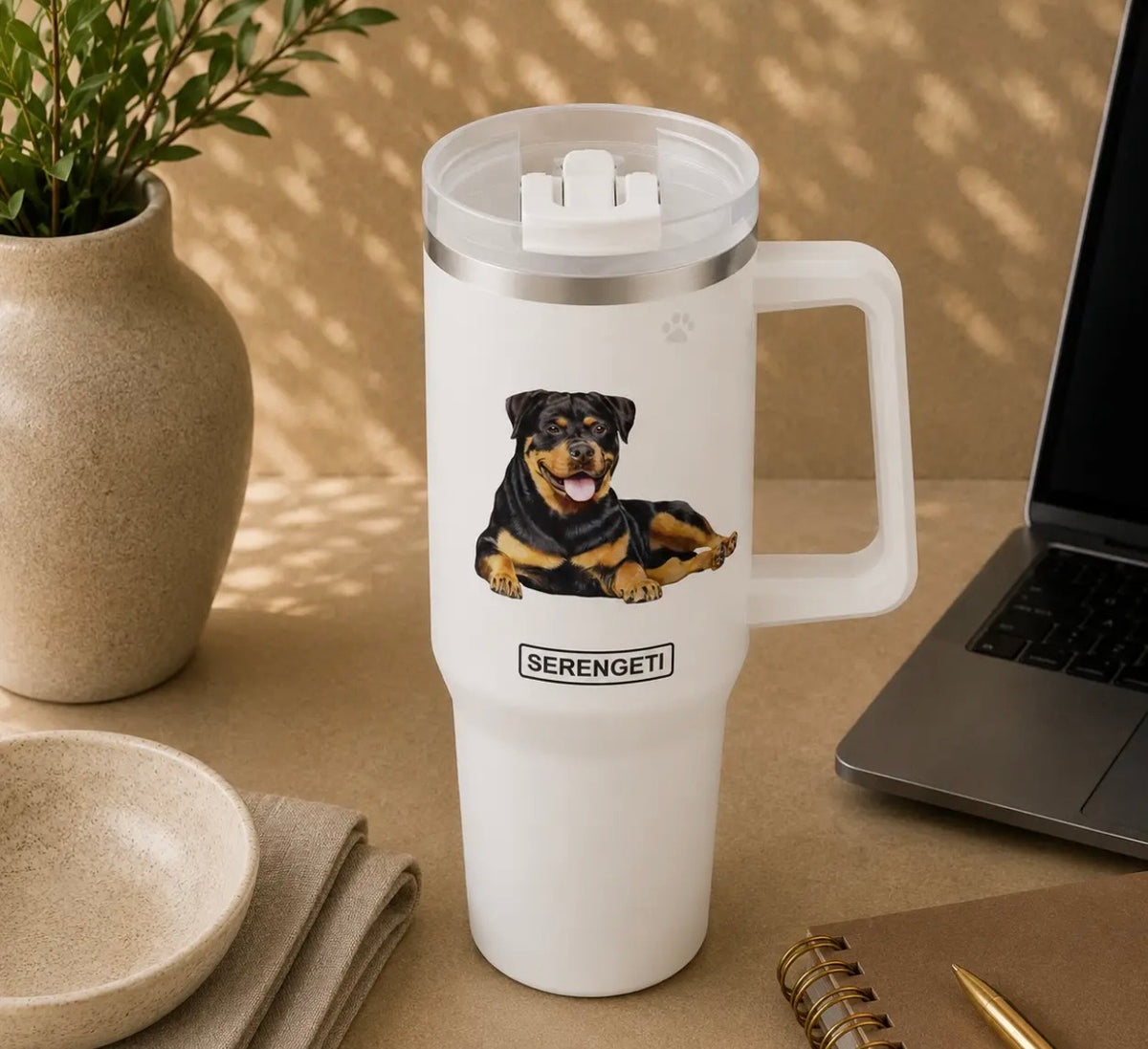 Dog & Cat Stainless Steel Ultimate 40 Oz. Tumbler Hot & Cold Travel Mug By E&S Pets (Choose Breed)