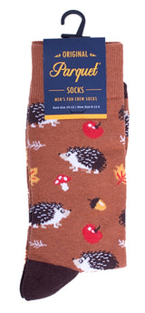 PARQUET Brand Men’s AUTUMN HEDGEHOG Socks With MUSHROOMS, LEAVES - Novelty Socks for Less