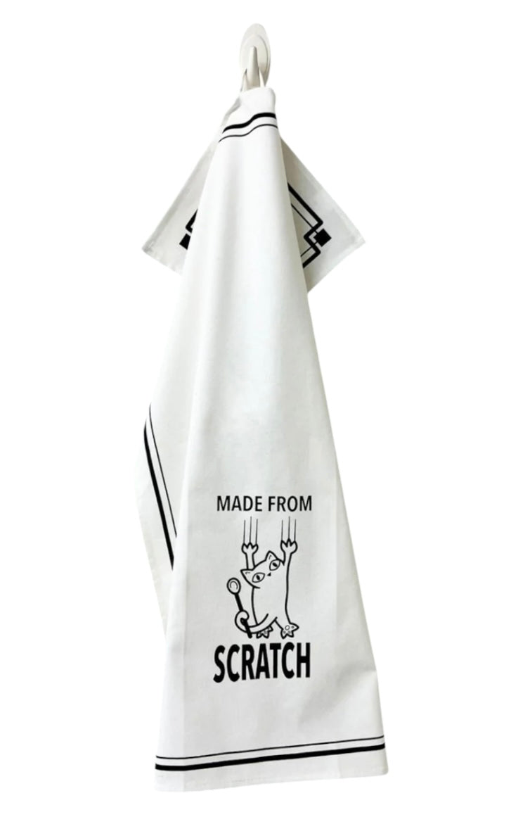 HEY NOW Brand By Fabdaz Cat Kitchen Tea Towel MADE FROM SCRATCH - Novelty Socks And Slippers