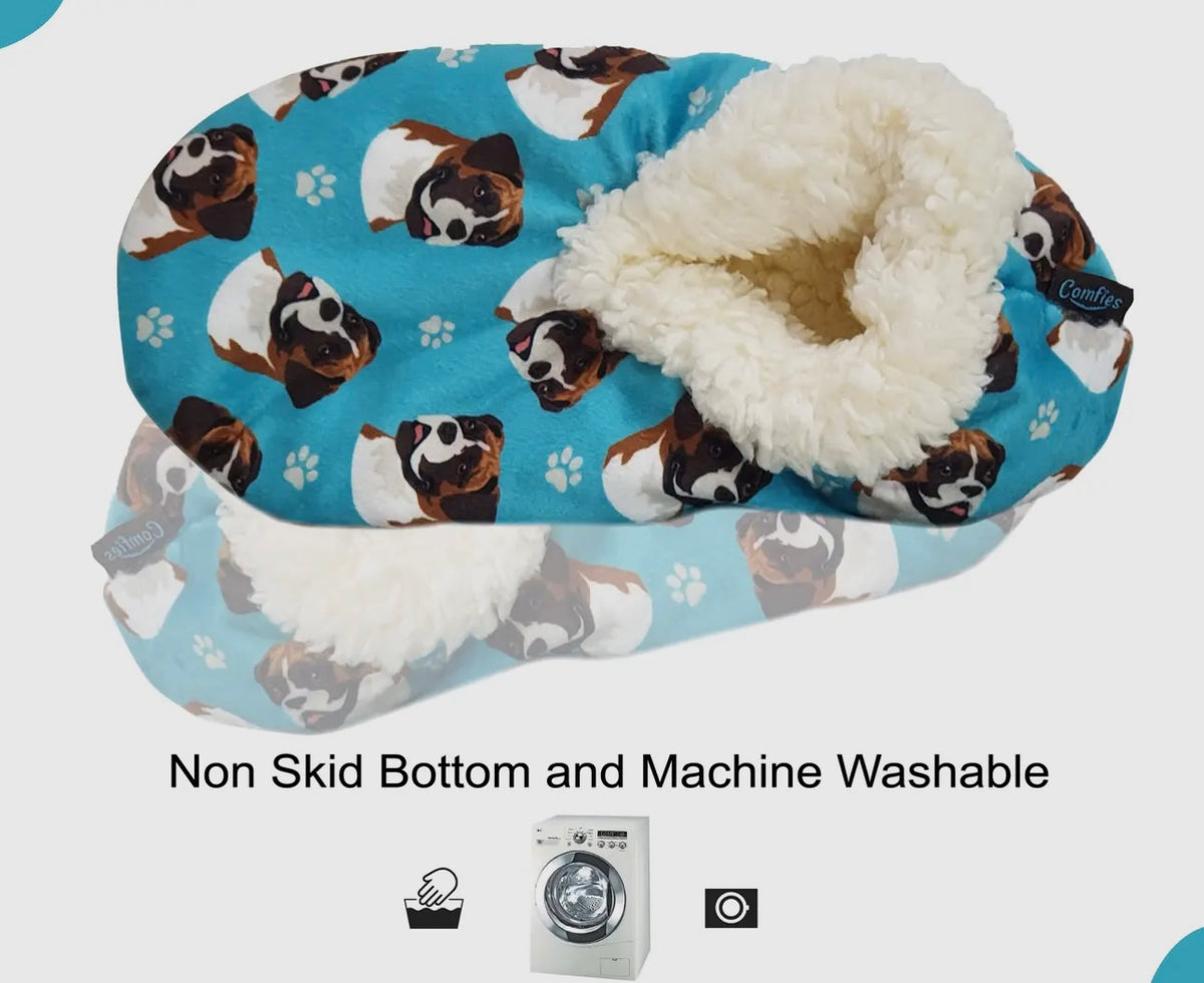 BOXER Dog Ladies Non-Slip Slippers COMFIES BRAND By E&S Pets - Novelty Socks And Slippers