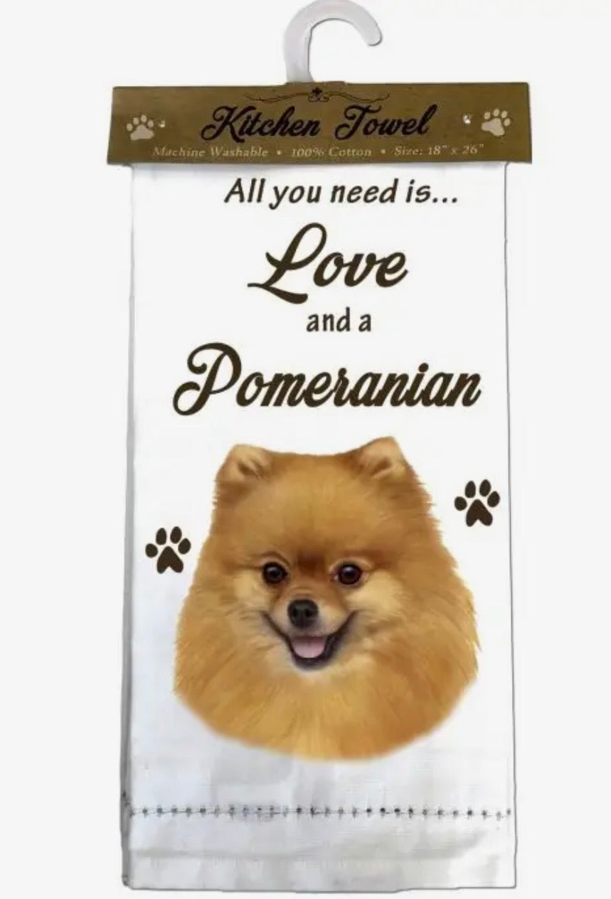 ALL YOU NEED IS LOVE & A DOG Kitchen Tea Towel By E&S Pets (Choose Breed)