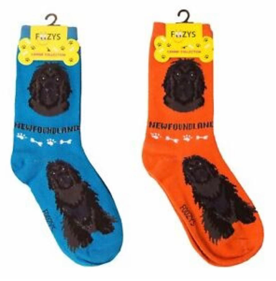 FOOZYS Brand Ladies NEWFOUNDLAND Dog 2 Pair Of Socks - Novelty Socks And Slippers
