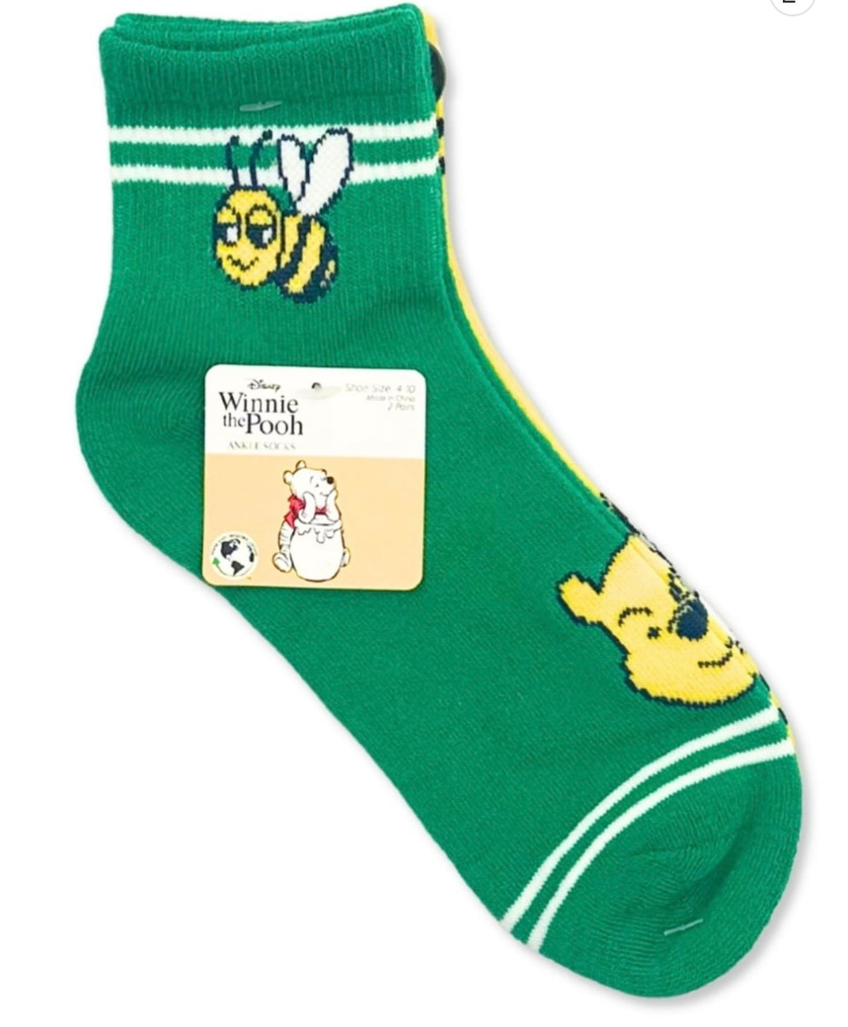Disney Winnie The Pooh Ladies 2 Pair Of Crew Socks Eyeore & Honey Bee