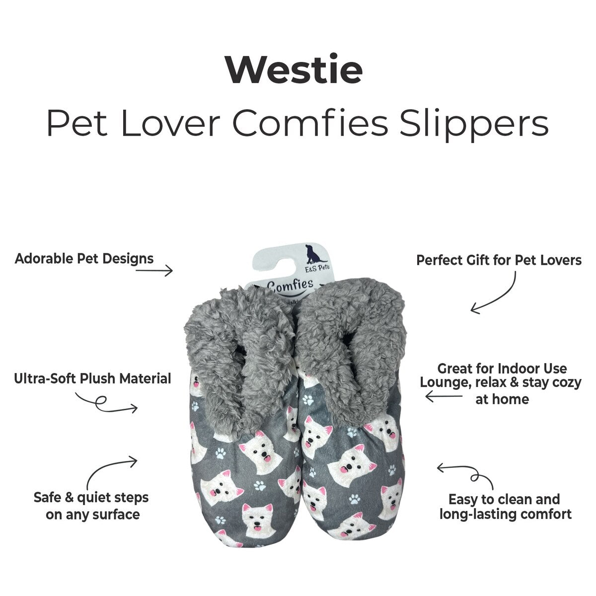 WESTIE Dog Ladies Non-Slip Slippers COMFIES BRAND By E&S Pets