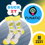 SUCK IT Adult Unisex LEMON Socks FUNATIC Brand Lemons All Over - Novelty Socks And Slippers