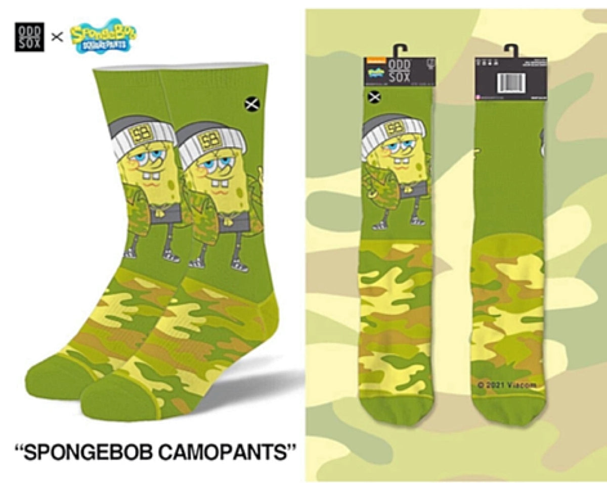 SPONGEBOB SQUAREPANTS Men’s Socks ‘SPONGEBOB CAMOPANTS' ODD SOX Brand - Novelty Socks for Less
