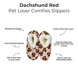 RED DACHSHUND Dog Ladies Non-Slip Slippers COMFIES BRAND By E&S Pets - Novelty Socks And Slippers