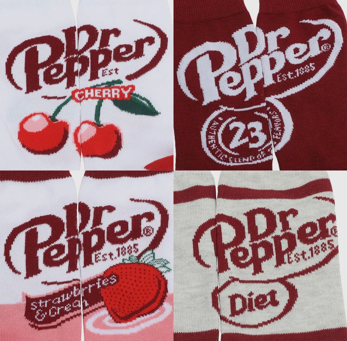 DR. PEPPER Soda Men’s 5 Pair Of Socks BIOWORLD Brand - Novelty Socks And Slippers