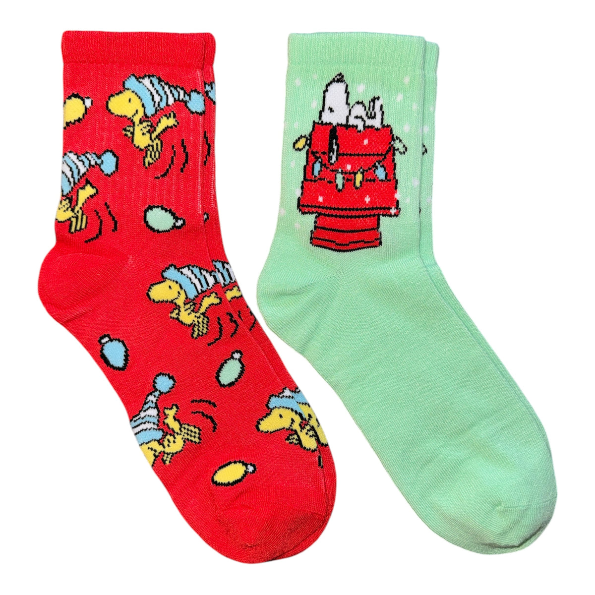 PEANUTS Ladies CHRISTMAS 2 Pair Of SNOOPY & WOODSTOCK Socks