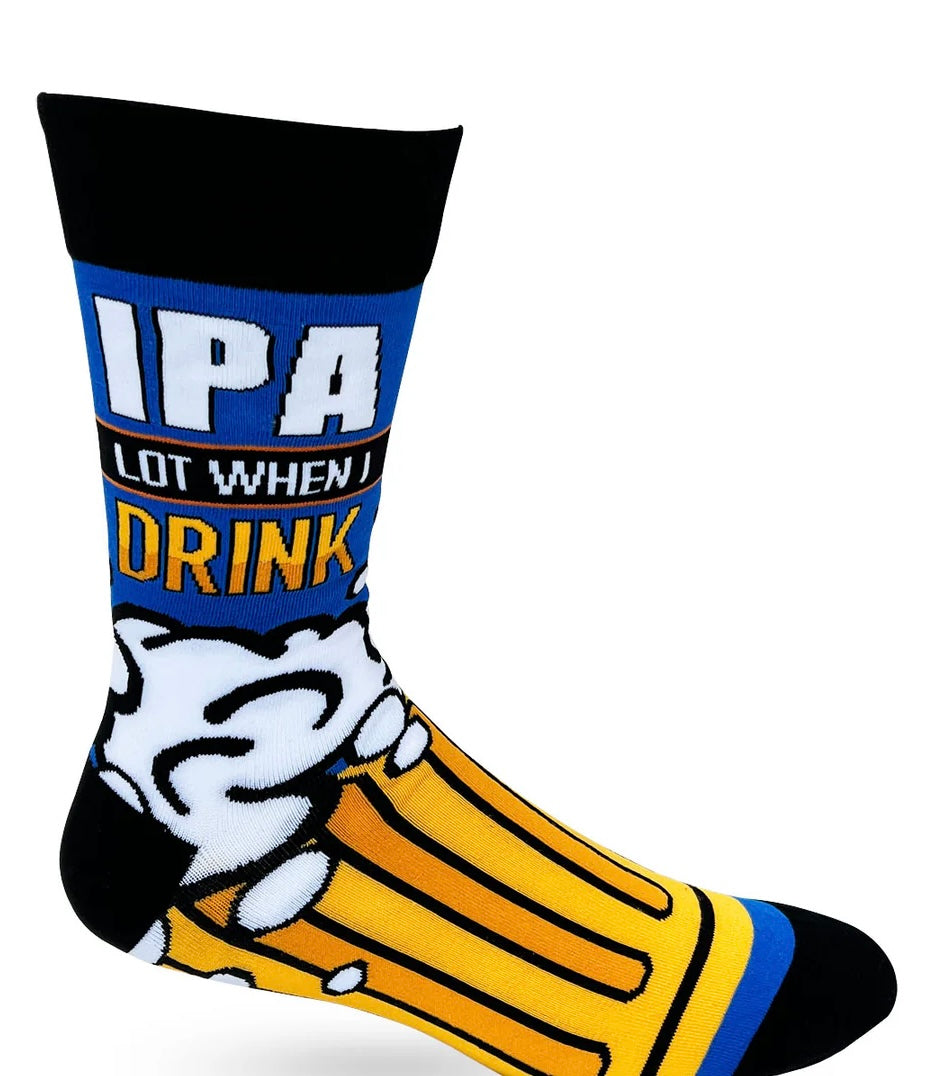 FABDAZ Brand Men’s BEER Socks ‘IPA LOT WHEN I DRINK’ - Novelty Socks And Slippers