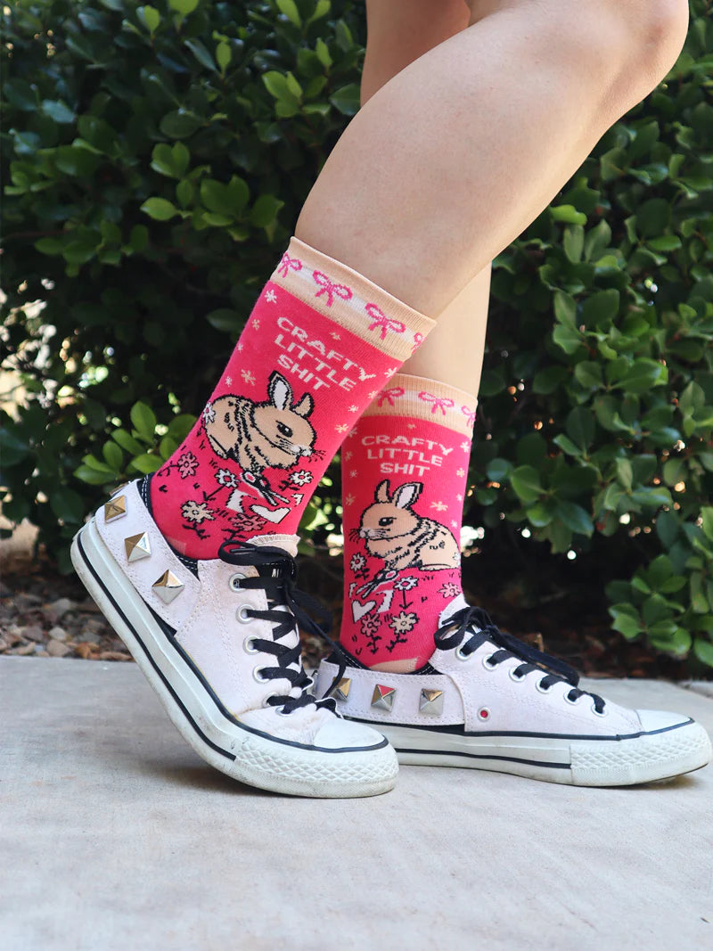 CRAFTY LITTLE SHIT Ladies Bunny Rabbit Socks GROOVY THINGS Brand - Novelty Socks And Slippers