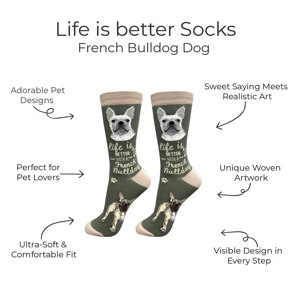 FRENCH BULLDOG Adult Unisex Socks By E&S Pets Choose Style
