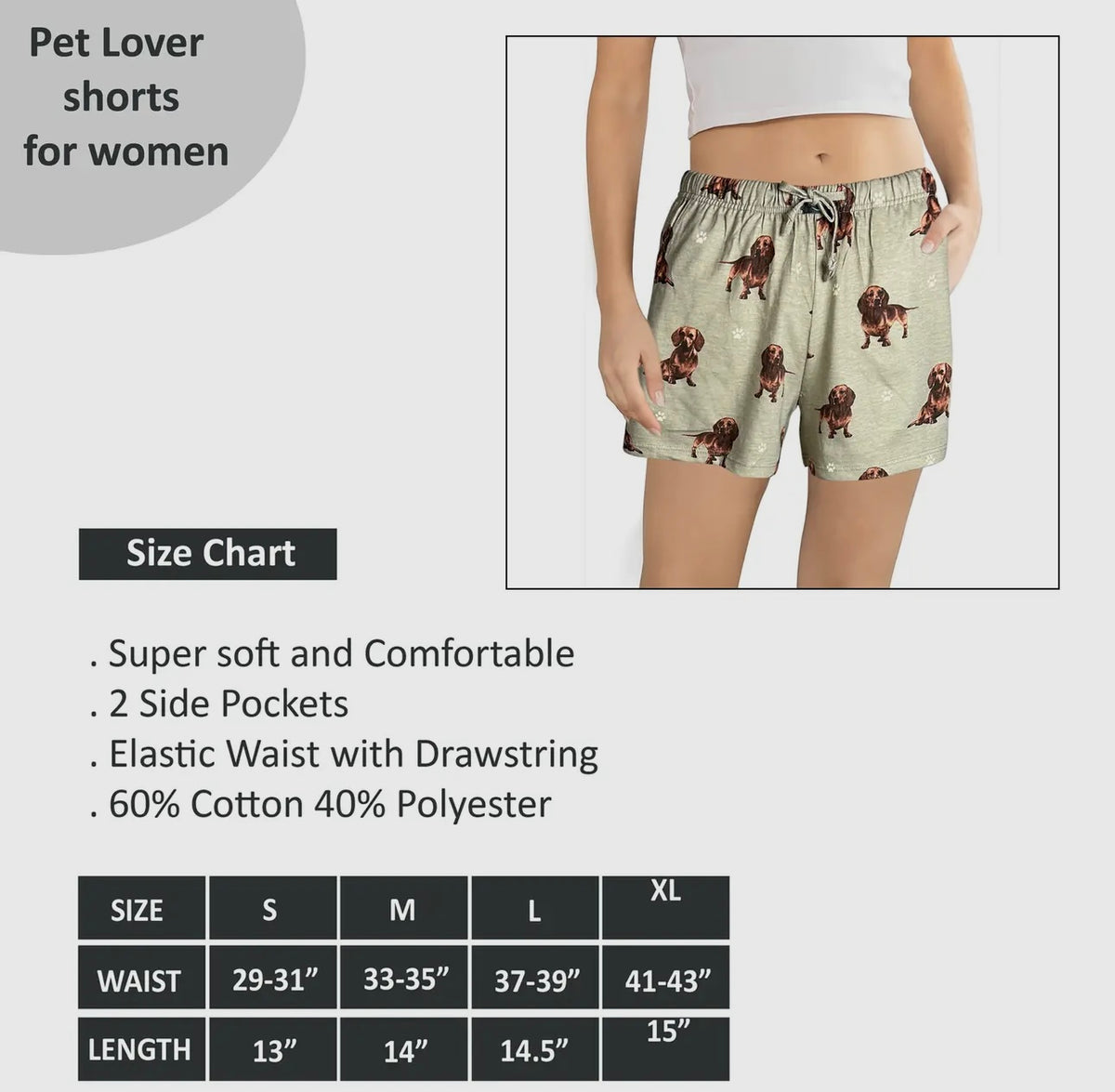 COMFIES LOUNGE PJ SHORTS Ladies DACHSHUND Dog By E&S PETS - Novelty Socks And Slippers