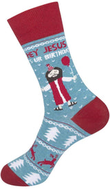 HEY JESUS IT’S UR BIRTHDAY Adult Unisex Christmas Socks FUNATIC Brand - Novelty Socks And Slippers
