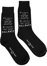 WHAT’D YOU SAY? Unisex ‘I’M SORRY WHAT LANGUAGE ARE YOU SPEAKING? IT SOUNDS LIKE TOTAL BULL$HIT’ Socks - Novelty Socks And Slippers