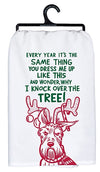 PRIMITIVES BY KATHY DOG CHRISTMAS TEA TOWEL ‘YOU DRESS ME UP LIKE THIS & WONDER WHY I KNOCK OVER THE TREE!’ - Novelty Socks for Less