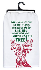 PRIMITIVES BY KATHY DOG CHRISTMAS TEA TOWEL ‘YOU DRESS ME UP LIKE THIS & WONDER WHY I KNOCK OVER THE TREE!’ - Novelty Socks for Less