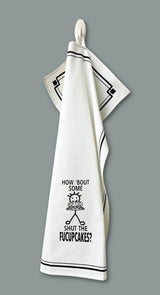 HEY NOW Brand By Fabdaz HOW ‘BOUT SOME SHUT THE FUCUPCAKES? Kitchen Tea Towel - Novelty Socks And Slippers