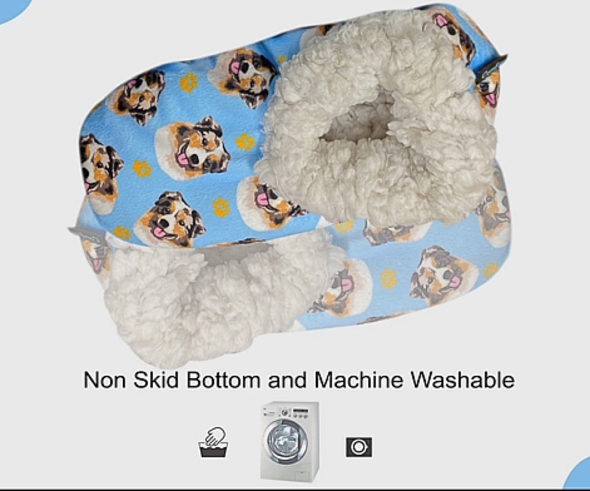 COMFIES BRAND Ladies AUSTRALIAN SHEPHERD Non-Skid Slippers - Novelty Socks for Less