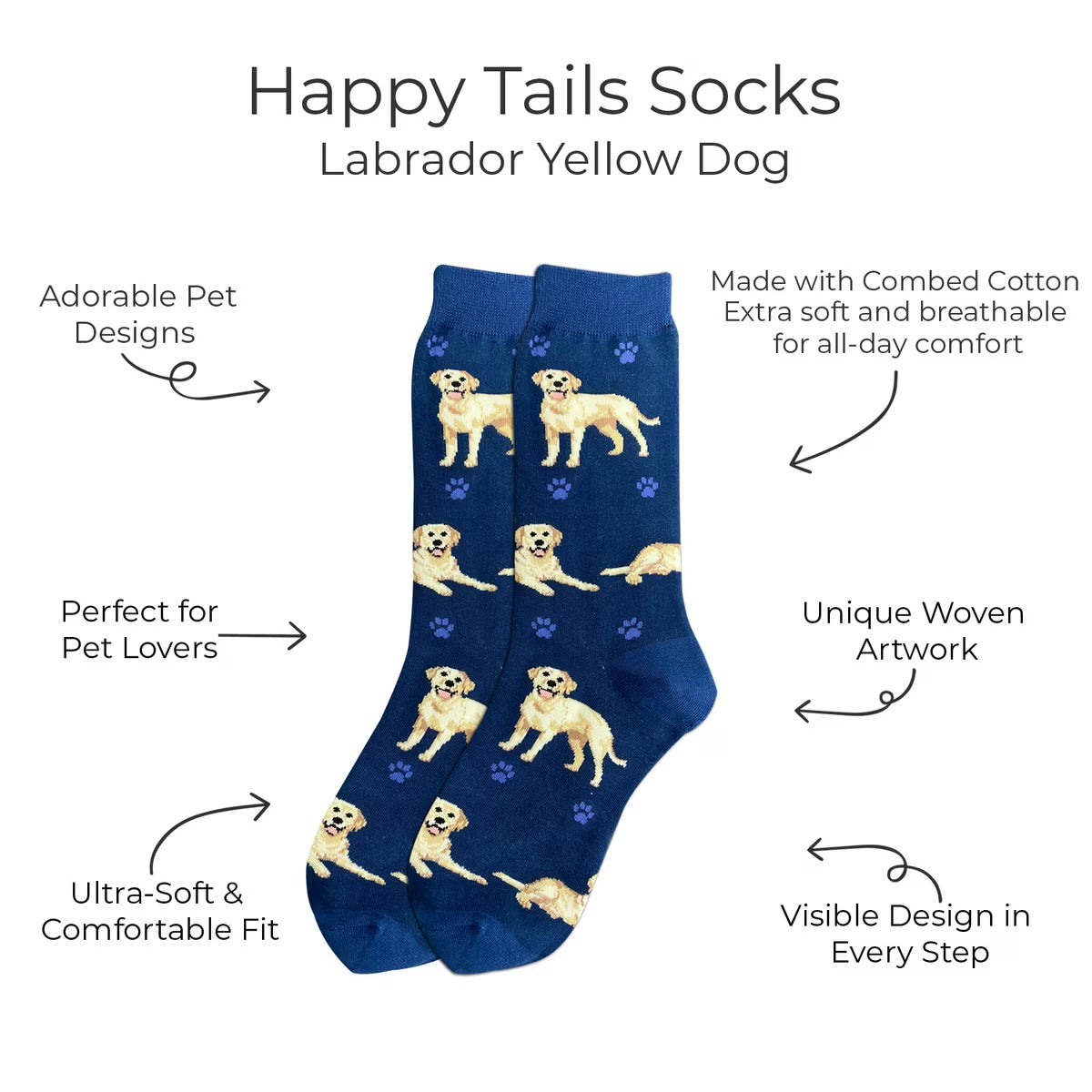 YELLOW LABRADOR Dog Adult Unisex Socks By E&S Pets Choose Style