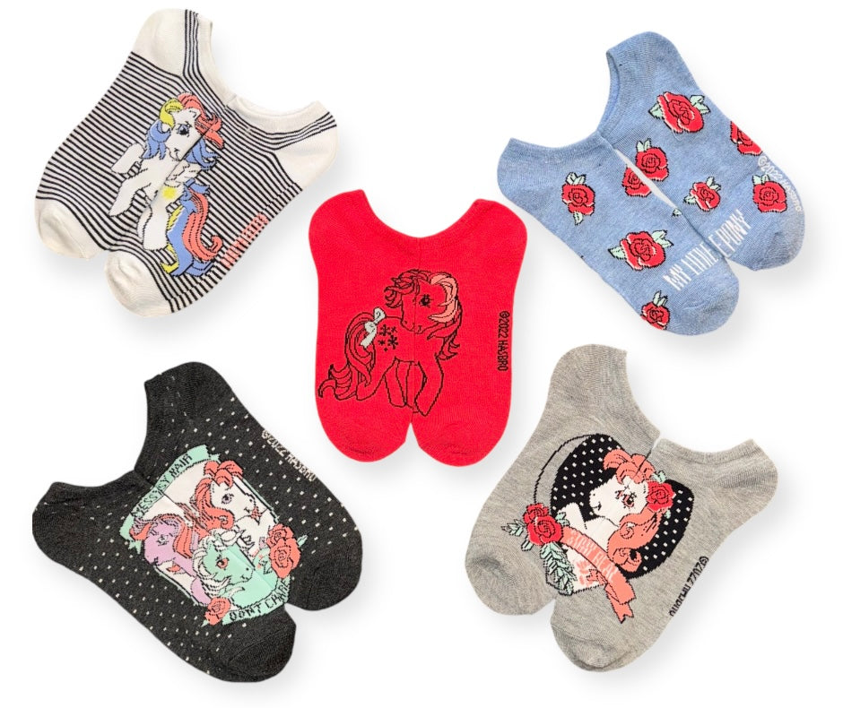HASBRO MY LITTLE PONY Ladies 5 Pair Of No Show Socks ‘MESSY HAIR DON’T CARE’ - Novelty Socks And Slippers