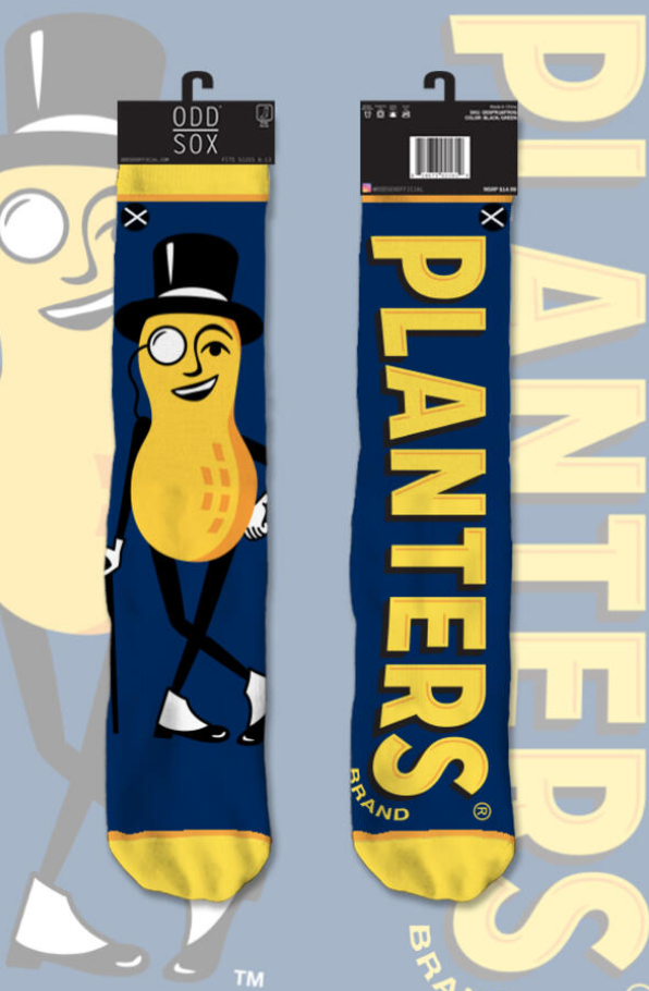 PLANTERS PEANUTS Men’s Split Crew Socks ODD SOX Brand MR. PEANUT - Novelty Socks And Slippers