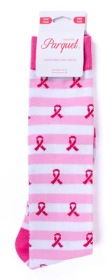 PARQUET Brand Ladies BREAST CANCER Knee High Socks PINK RIBBON AWARENESS - Novelty Socks And Slippers