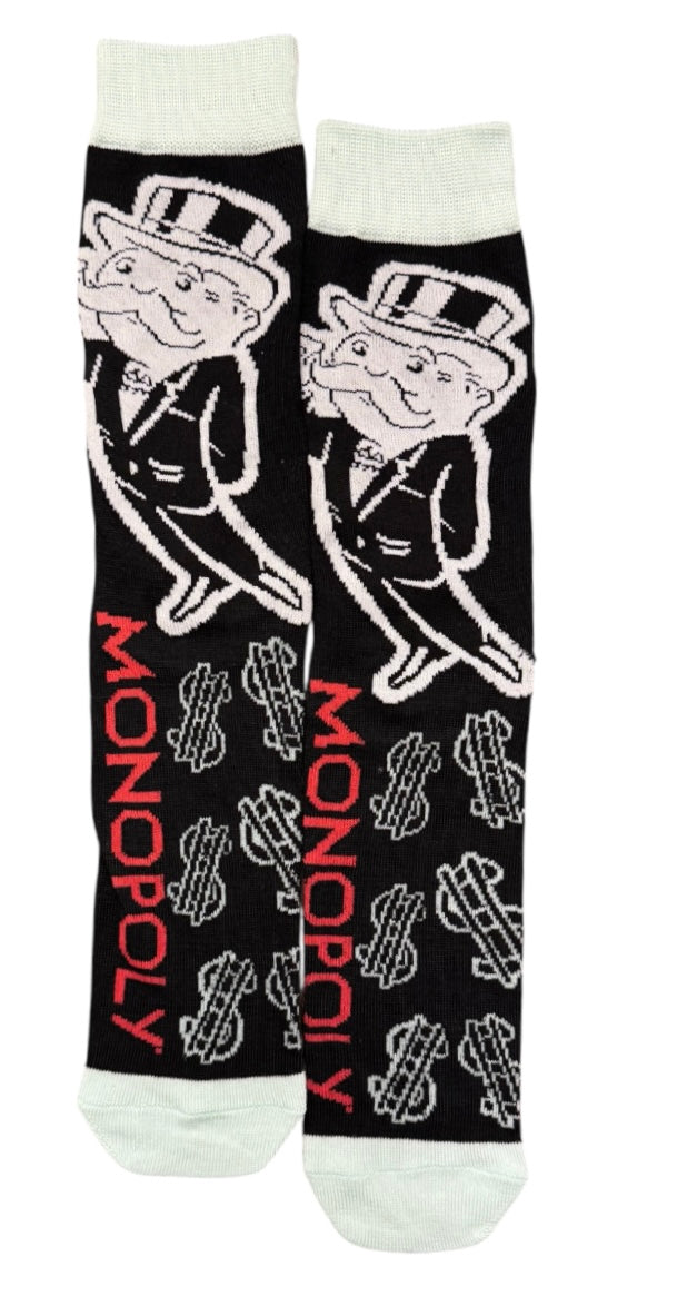 MONOPOLY Men’s RICH UNCLE PENNYBAGS Socks With Dollar Signs - Novelty Socks And Slippers