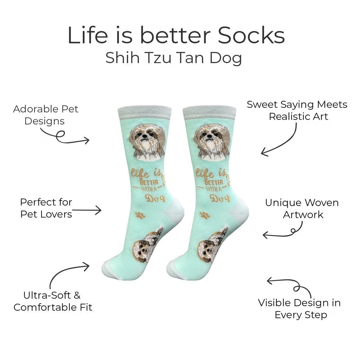 BEIGE SHIH TZU Dog Adult Unisex Socks By E&S Pets Choose Style