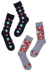 SUPER MARIO MEN’S 2 PAIR CHRISTMAS LUIGI & TOAD - Novelty Socks And Slippers