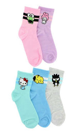 SANRIO HELLO KITTY Ladies 5 Pair Of Socks POMPOMPURIN, BADTZ-MARU - Novelty Socks And Slippers