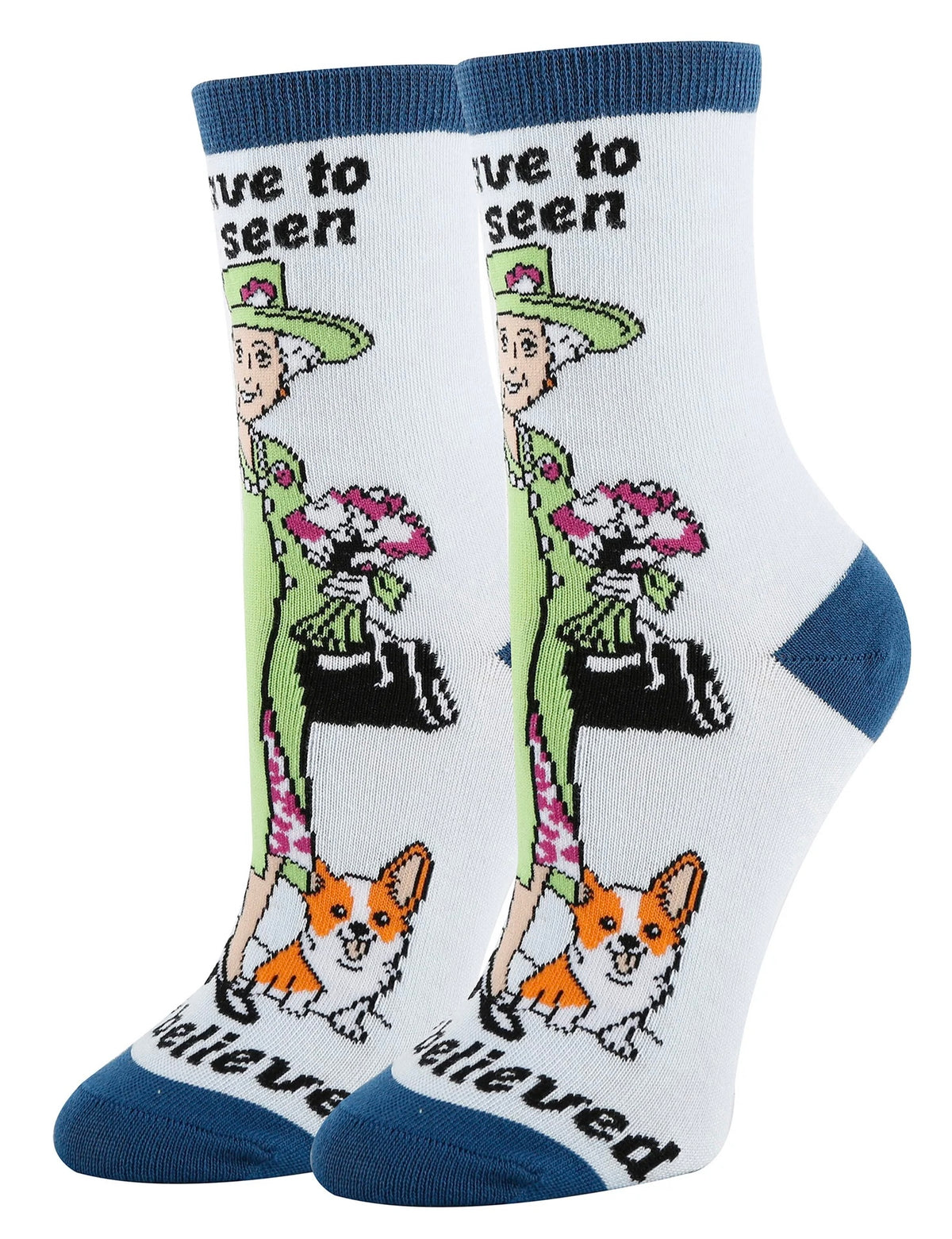 OOOH YEAH Brand Ladies THE QUEEN OF ENGLAND Socks ‘YOUR MAJESTY’ With Dog - Novelty Socks And Slippers