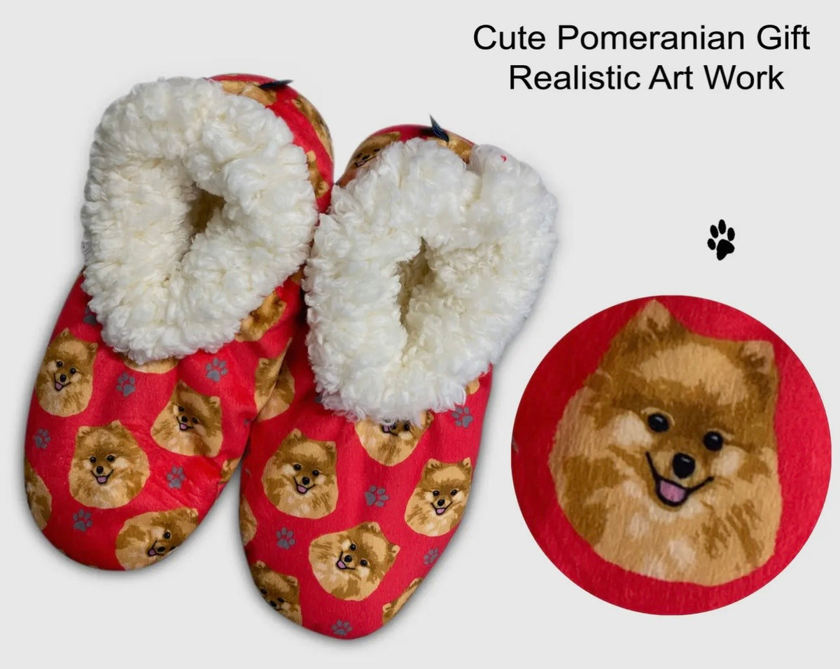 POMERANIAN Dog Ladies Non-Slip Slippers COMFIES BRAND By E&S Pets - Novelty Socks And Slippers